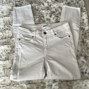 Paige White Distressed Crop Jeans